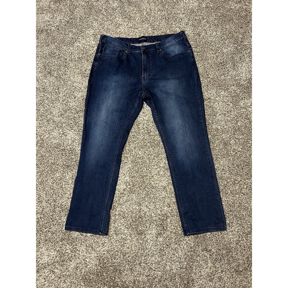 JACHS New York Men 38x29 Comfort Stretch Jeans Dark Wash Straight Leg Blue Denim